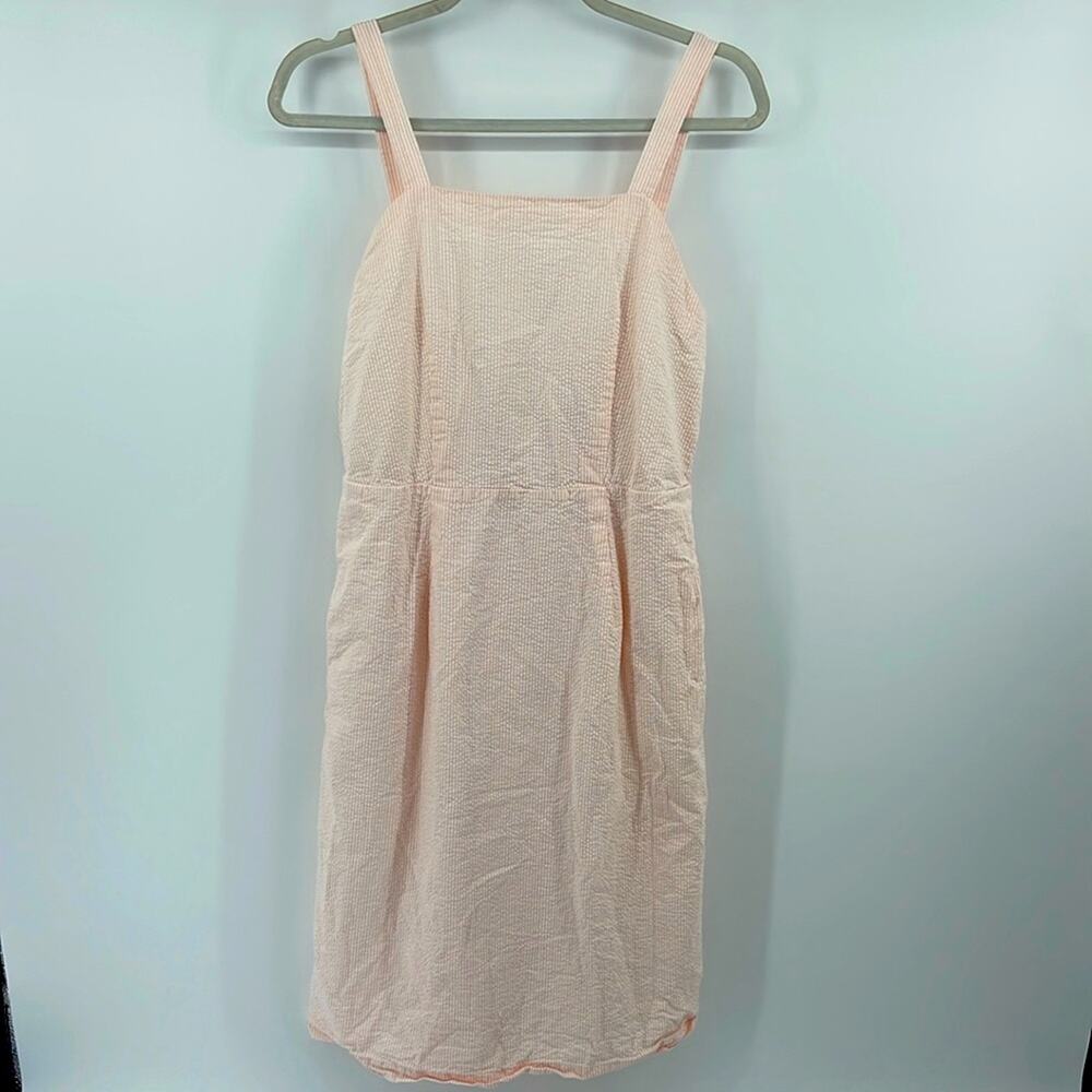 Hope & Henry organic cotton stripe seersucker sleeveless smocked back tank dress